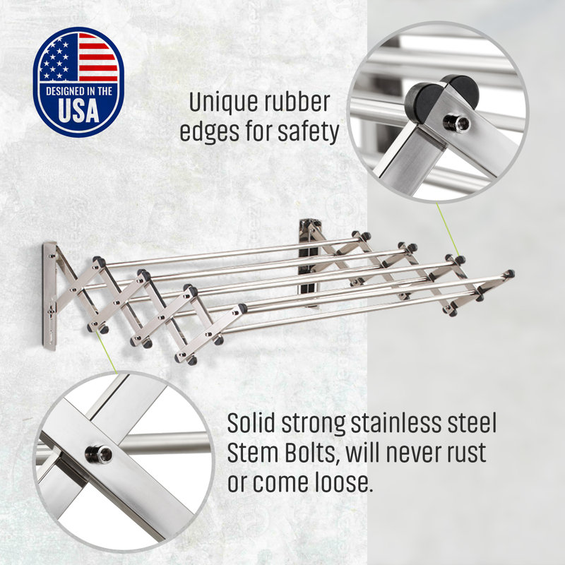 Stainless Steel Wall-Mounted Drying Rack Compact