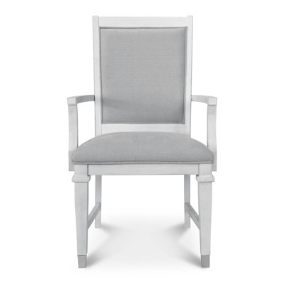 Gerrard - Upholstered Arm Chair - Set of 2 - Fresh White Finish - Grey Upholstery