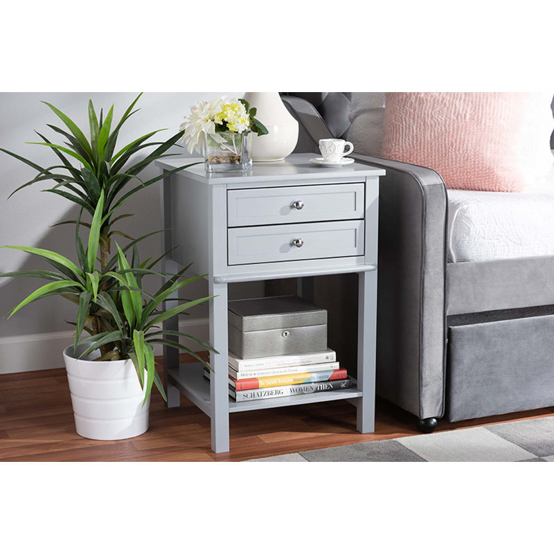 Table de chevet 2 tiroirs Ashfield, Gris