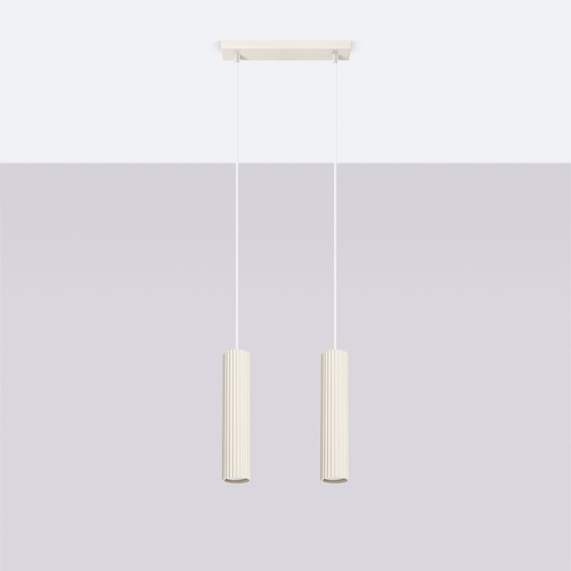 Bonina - Light Brushed Nickel Pendant, 13cm W x 14cm D, 2 Lights, Beige