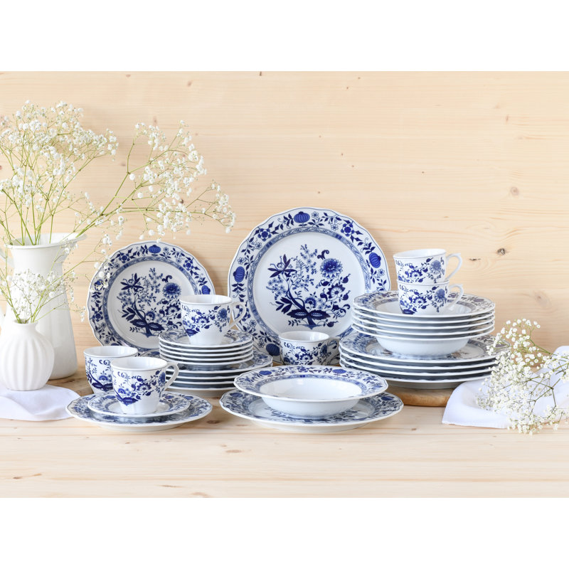 Flora Onion Pattern 30 Piece Dinnerware Set with Mug, Service for 6