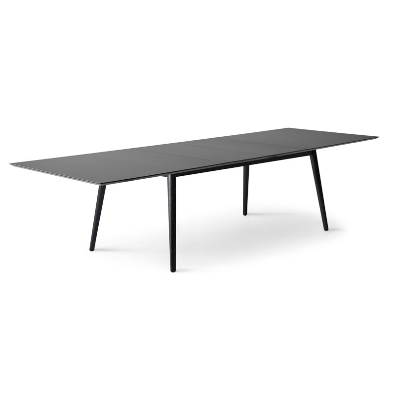 Meza Boat Extendable Dining Table with Ash Legs, 90 cm W x 165 cm L, Black