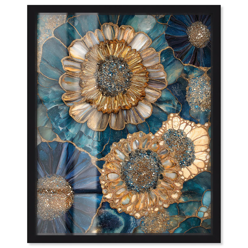 Décoration murale Geode Opulent I "Shadowbox Print" par Art Remedy, Noir, H 21 po x l 17 po