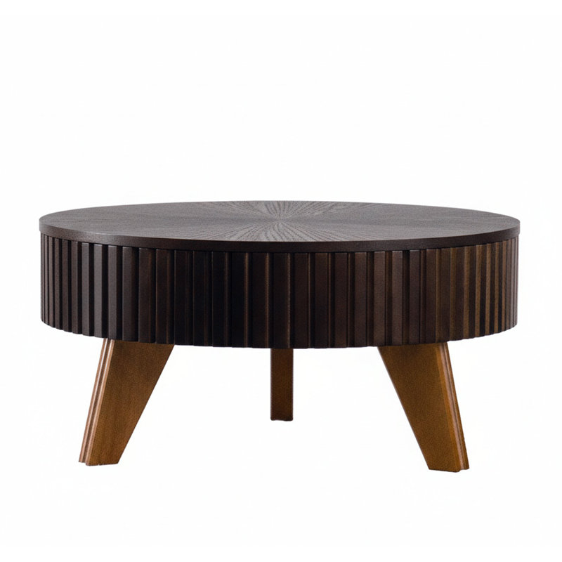 Table basse ronde rétro avec espace de rangement, idéale pour le salon et le bureau, H 15,7 po x L 31,5 po x l 31,5 po