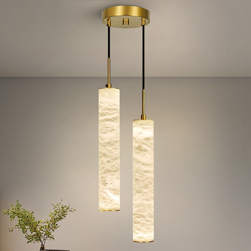 Luminaires modernes Alison en pierre de albâtre naturel pour îlot de cuisine, Doré, 4000K
