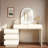 Luxury 2-in-1 Vanity Table With Leather Finish, 3-color Led Lighted Mirror, Adjustable Length And 5 Storage Drawers