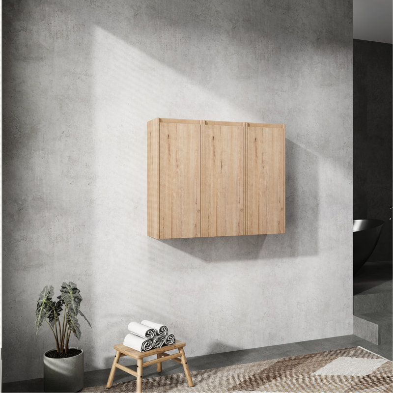 Armoire murale de salle de bain 12 po, 3 portes à fermeture douce, ajoute du style à l'unité de rangement, pour une utilisation optimale