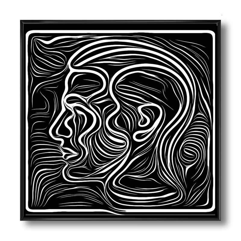 Portrait de sensibilisation noir et blanc II - reproduction sur toile, H 16 po x l 16 po x P 1 po, Toile avec cadre noir