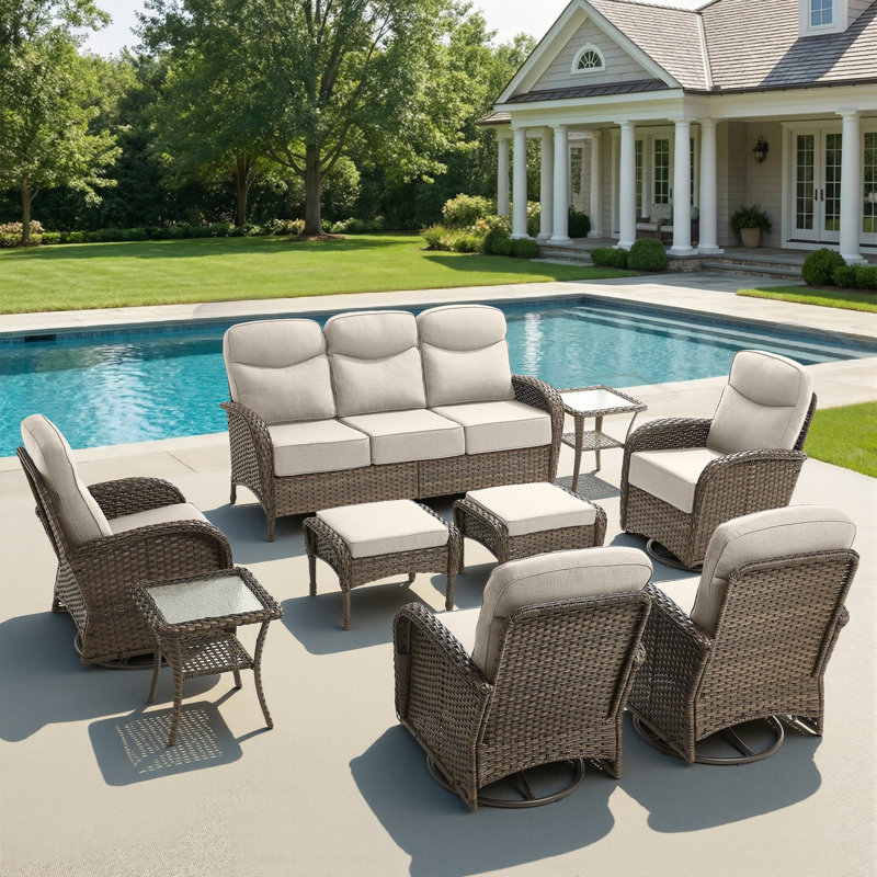 Canapé modulaire d'extérieur 9 pièces 9 pièces, Beige