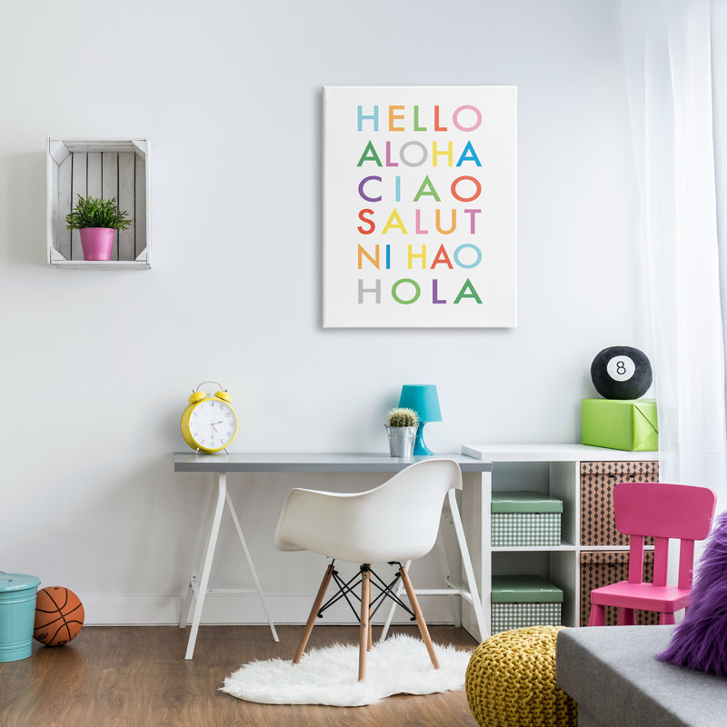 Hello phrases - art textuel, Toile tendue, H 40 po x l 30 po