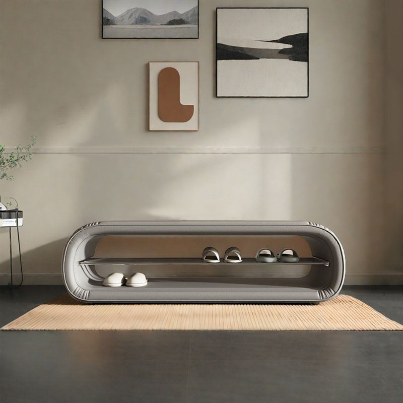 39.4in Shoe Storage Bench, Grey