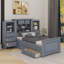 Lit plateforme simple en bois avec armoire verticale et 4 tiroirs de chaque côté-2005383687