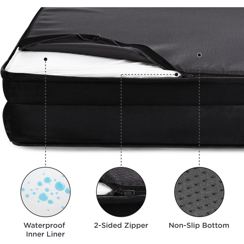 Small Black Orthopedic Waterproof Foam Dog Sofa Bed