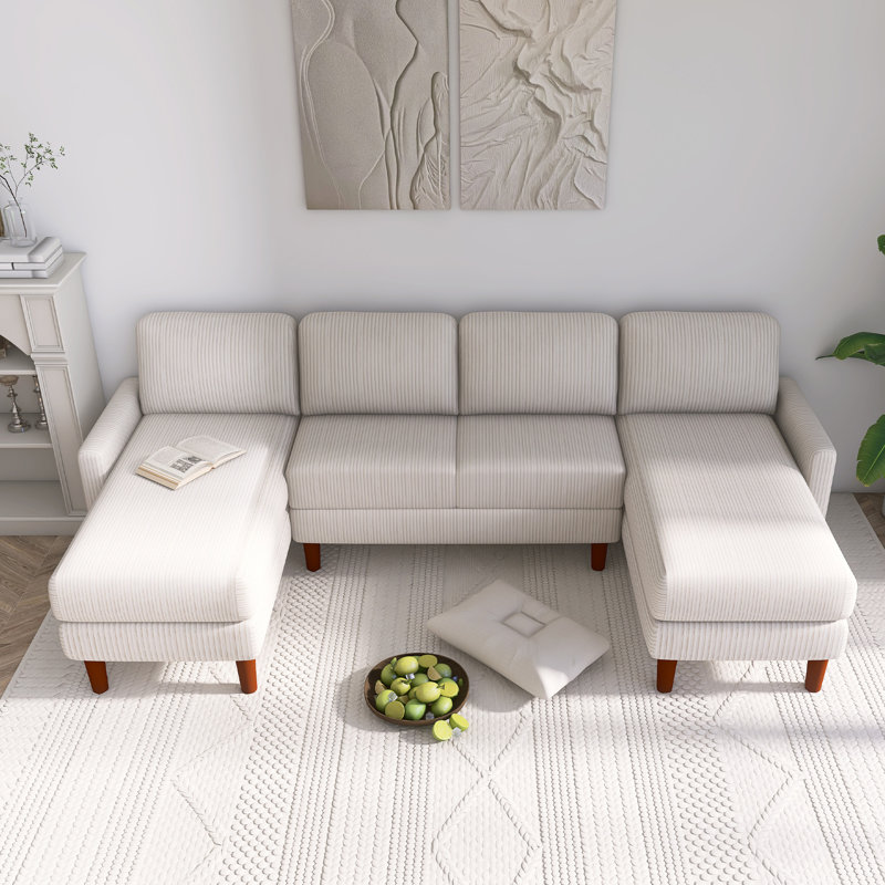 U-SHAPED COMBINATION SOFA WITH SPONGE-FILLEDCUSHIONS, Beige