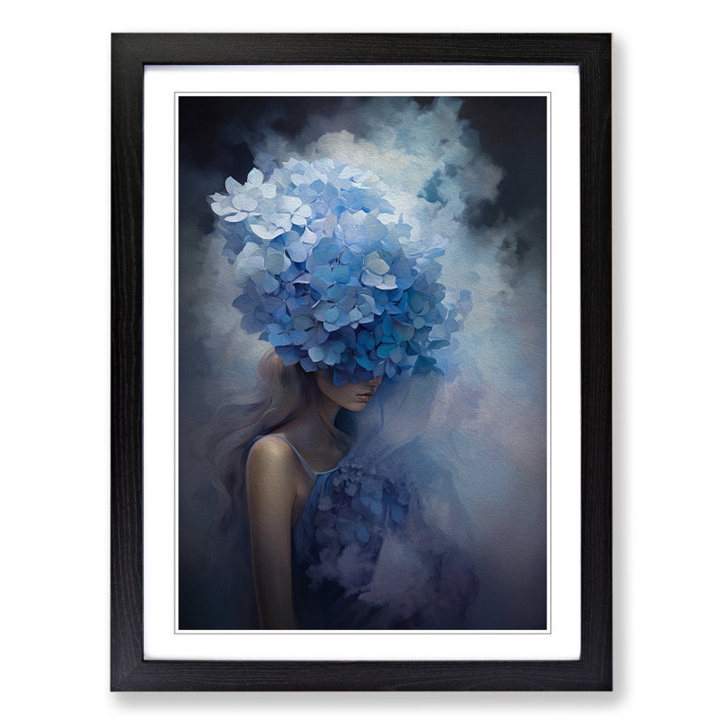 Hydrangea Conceptual - Framed Print, Black , 34cm H x 25cm W x 2cm D