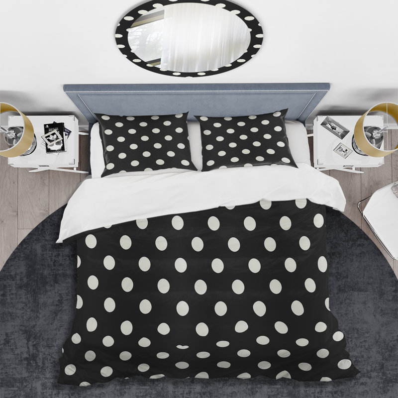 Ensemble de housse de couette à pois noirs Glam III - Glam, Housse de couette très grand + 2 taies décorativ