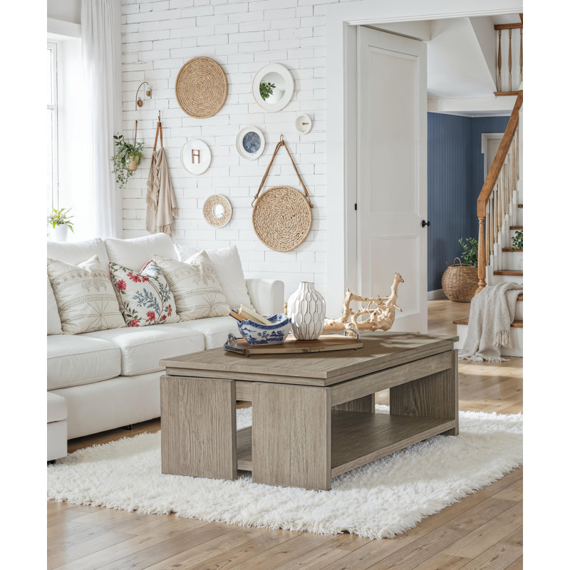 Rectangular Lift Top Storage Cocktail Table With Casters