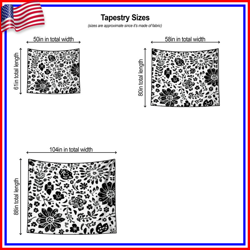 Tapisserie murale «Black», 104in H x88 with 4 Grommets