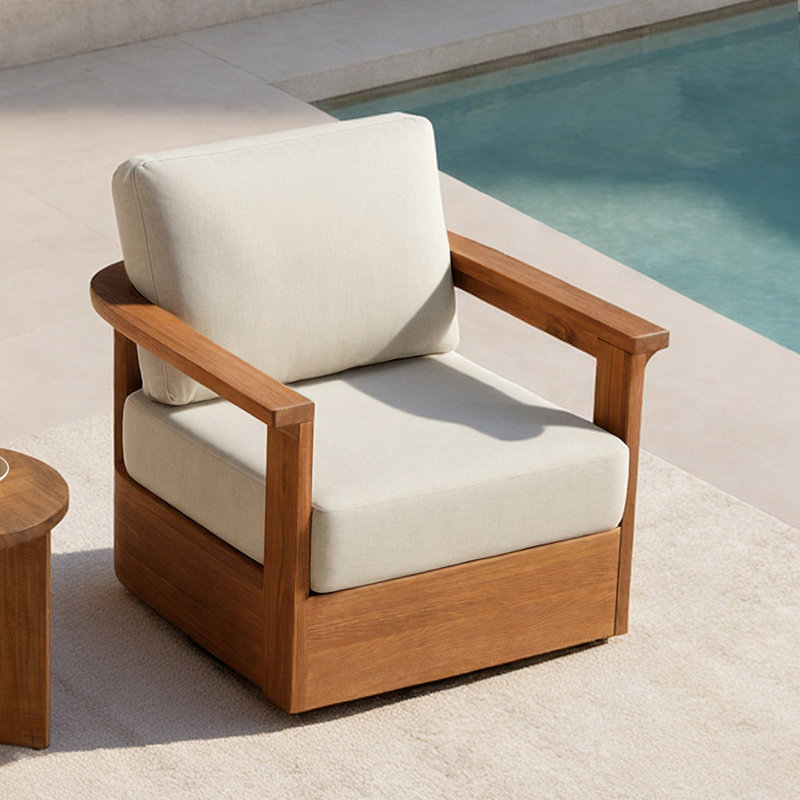 Fauteuil de patio pivotant en bois d'acacia massif