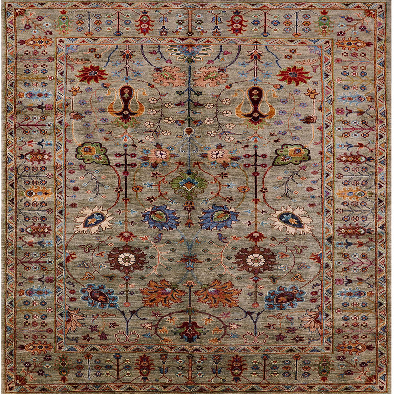 Tapis 100% Mid-Century moderne lavable à la machine 2418, Carré 6 pi