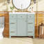 Meuble-lavabo 36 po avec lavabo en céramique, cadre en bois massif vert, portes à fermeture douce, tablettes réglables, 3 tiroirs, y compris un tiroir à double profondeur pour le rangement du sèche-cheveux-558189141