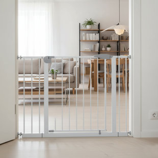 29.5-45.3 Inch Wide No-Drill Pet Safety Gate, Pressure Mounted Adjustable Barrier for Stairs and Doorways, Dogs and Cats