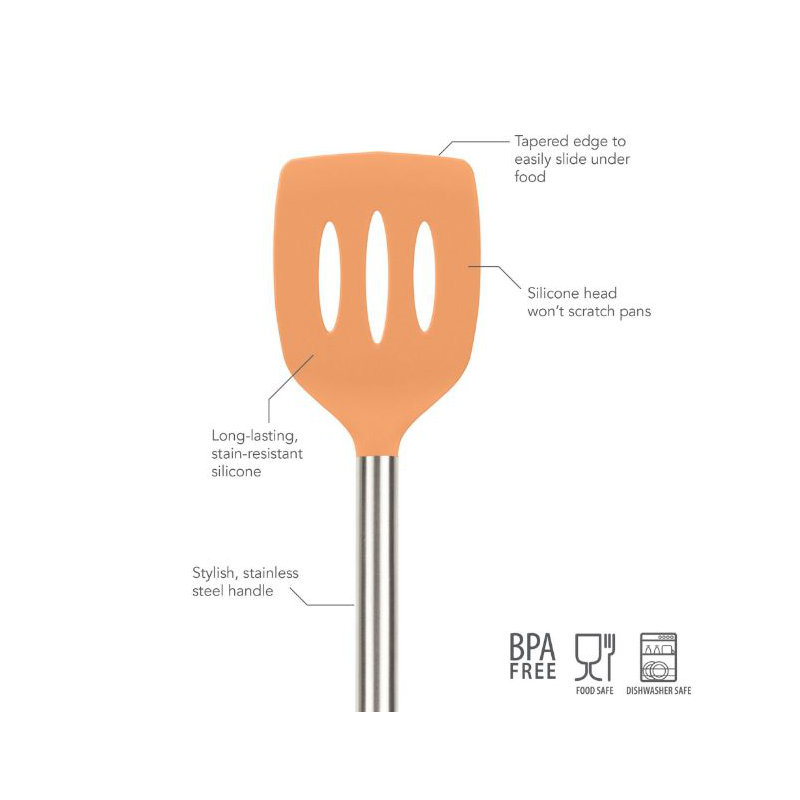 Silicone Slotted Turner - Light Aqua, Apricot