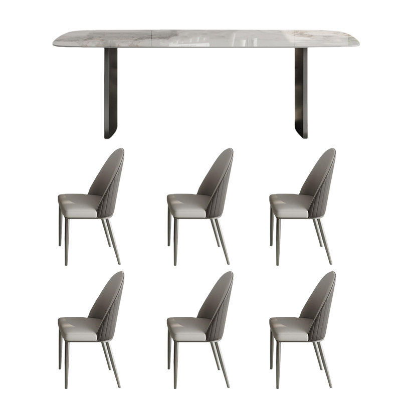 Ensemble de table et chaises de salle à manger Italian Rock, H 29,52 po x L 70,86 po x l 35,43 po