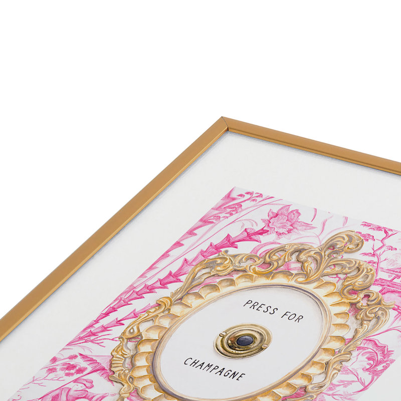 «Lisa Golightly Press For Champagne», reproduction d'art encadrée, H 10 po x l 8 po, Or