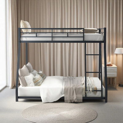 Metal Floor Bunk Bed, Full XL Over Queen