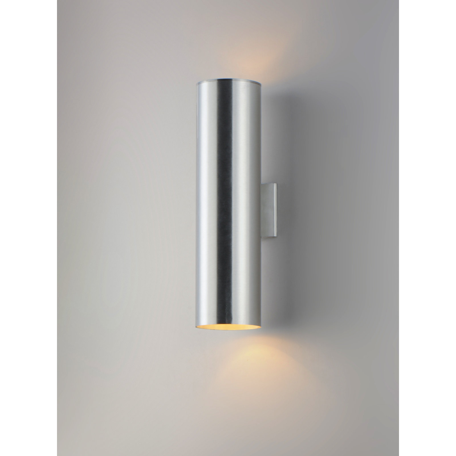 Covey Cylinder Outdoor LED Wall Light, Brushed Aluminum, 22" H x 5" W x 6.25" D