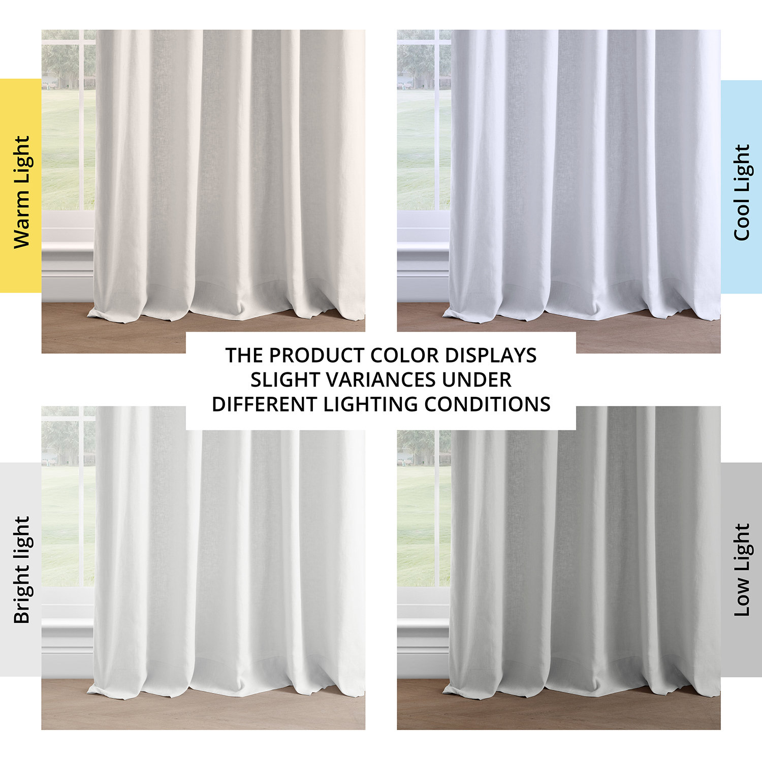 Briella Room Darkening Linen Curtain Panel, Crisp White, 50" W x 96" L