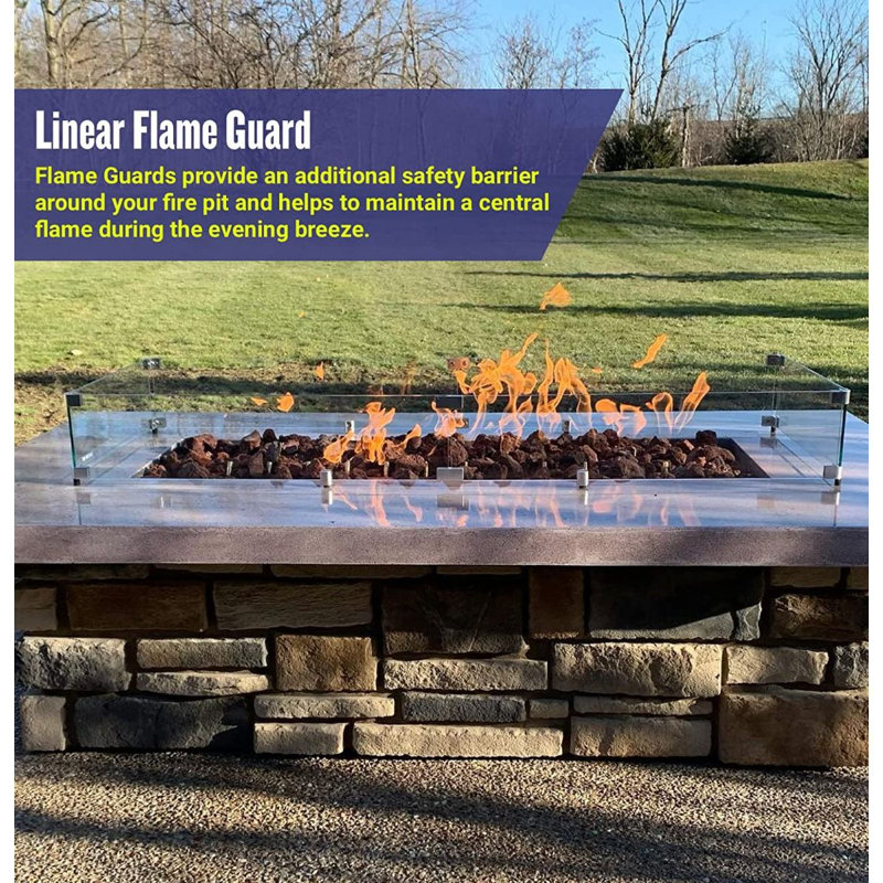 Clear Tempered Glass Flame Guard with Polished Aluminum Brackets