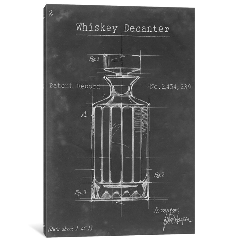 «Barware Blueprint VII», impression sur toile, H 26 po x l 18 po x P 1,5 po, Toile tendue