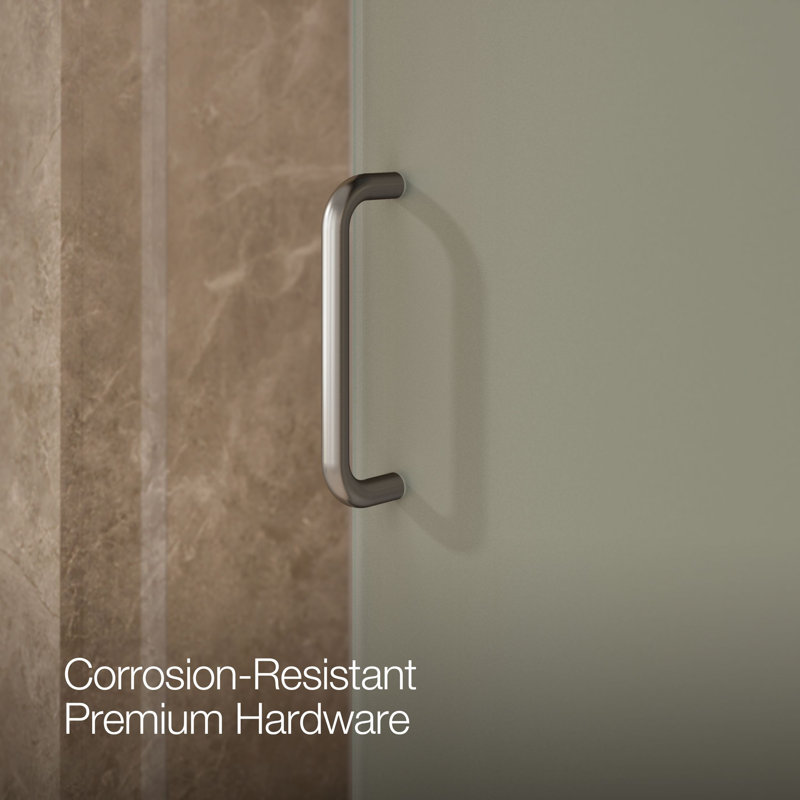 Elate Sliding Shower Door, 70-1/2-In H X 56-1/4 - 59-5/8-In W, With 1/4-In Thick Crystal Clear Glass, Nickel/Frosted
