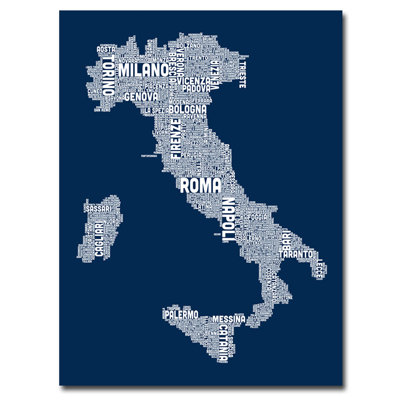 « italie city map ii », reproduction de photo sur toile tendue