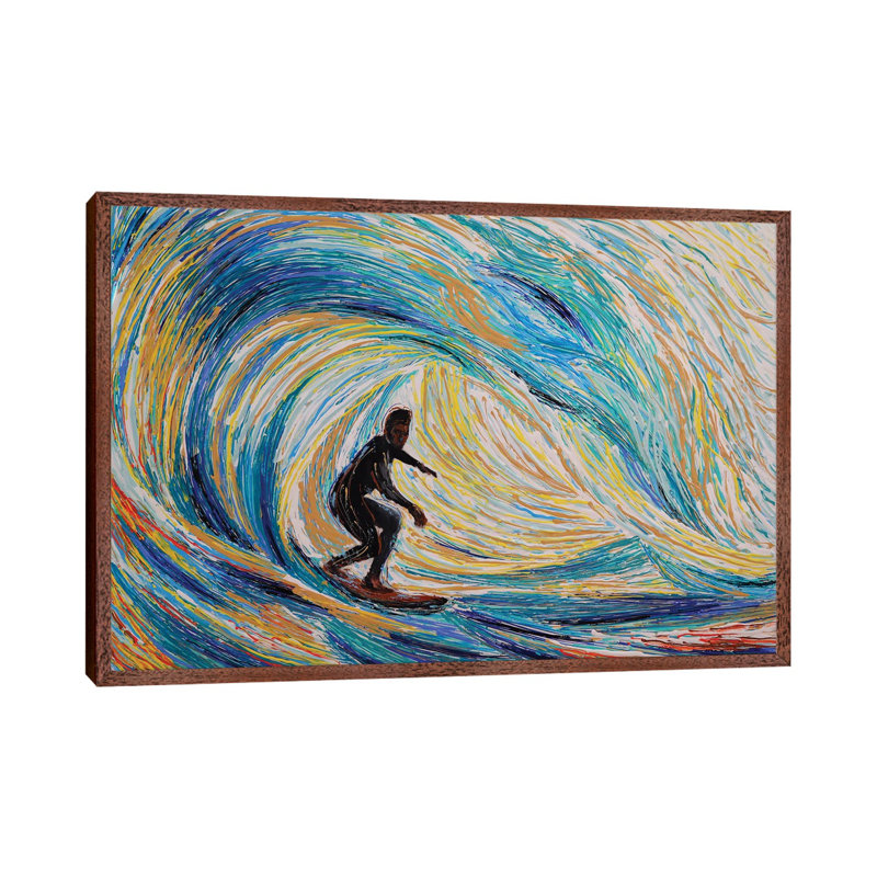 Wave Surf by Viola Painting - Floater Frame Gallery-Wrapped Canvas Giclée on Canvas, Classic Wood, 45.72 cm H x 66.04 cm W