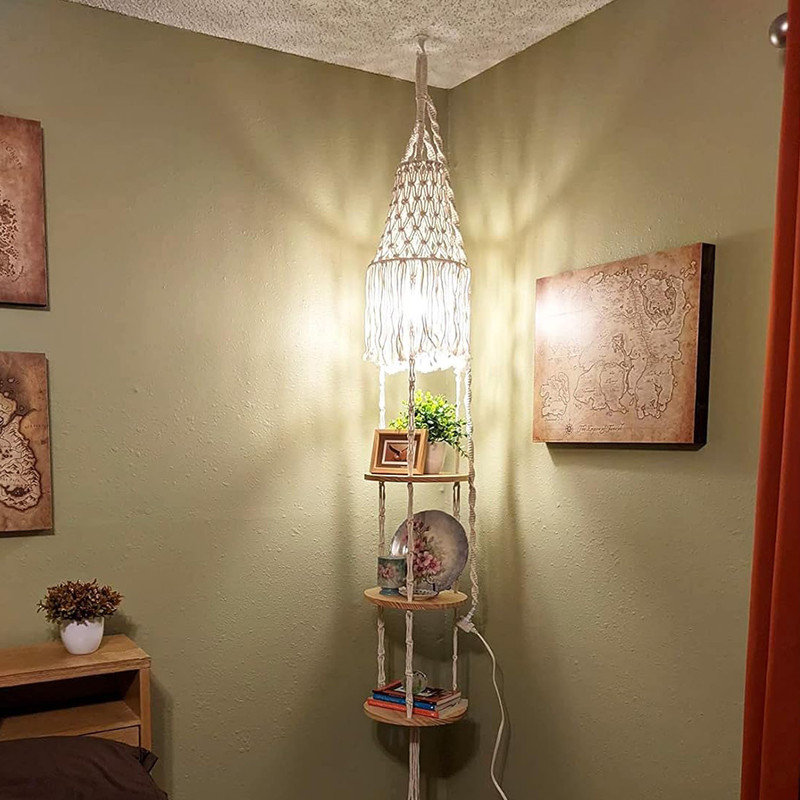 Hemp Rope Pendant Light Kit, Boho Pendant Light Fixture UL Lamp Holder