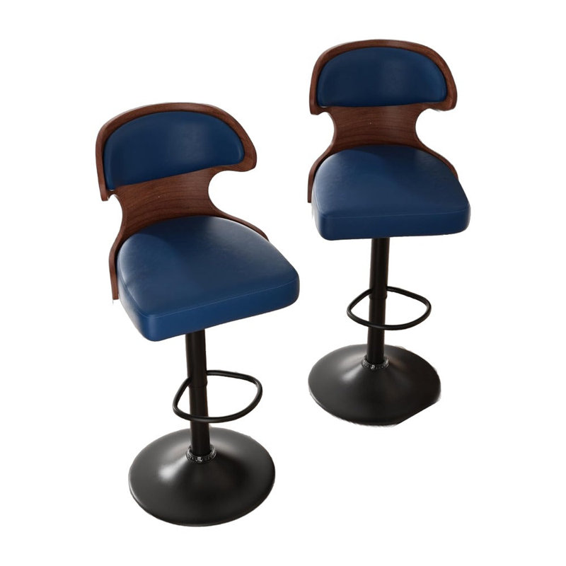 Chaise de comptoir de cuisine ergonomique moderne en cuir polyuréthane, Blue