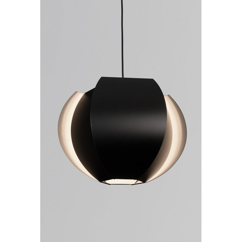 Luminaire suspendu sphérique Veris, Noir mat / blanc mat, H 8,75 po x l 12,75 po x P 12,75 po