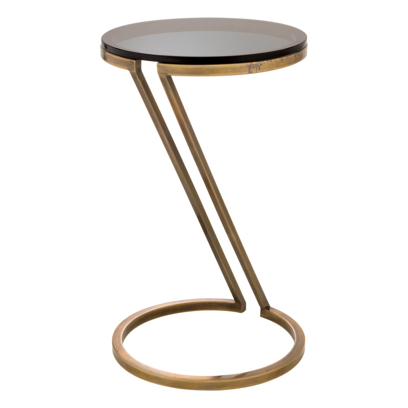 Falcone Glass End Table, Vintage Brass