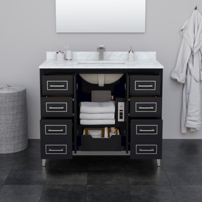 Meuble-lavabo autoportant simple avec plateau en marbre Marlena