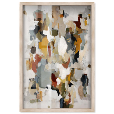 Linen Taupe Flow II Shadowbox Print Abstract Wall Art by Art Remedy, Blonde Frame, 25 x 37