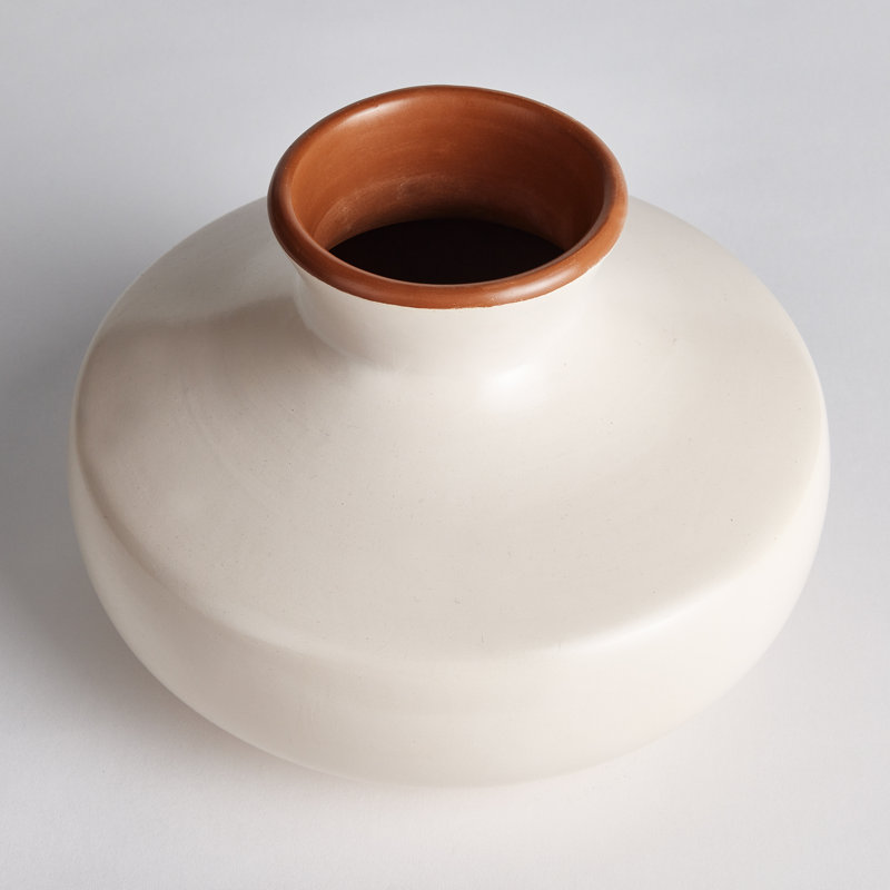 Fiorella Handmade Ceramic Table Vase, White, 7"