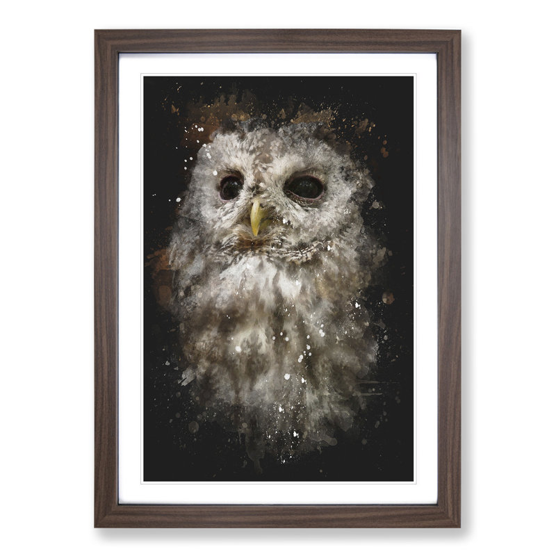 Tawny Owl Vol.1 - Picture Frame Painting, 90cm H x 65cm W x 2cm D, Walnut Framed
