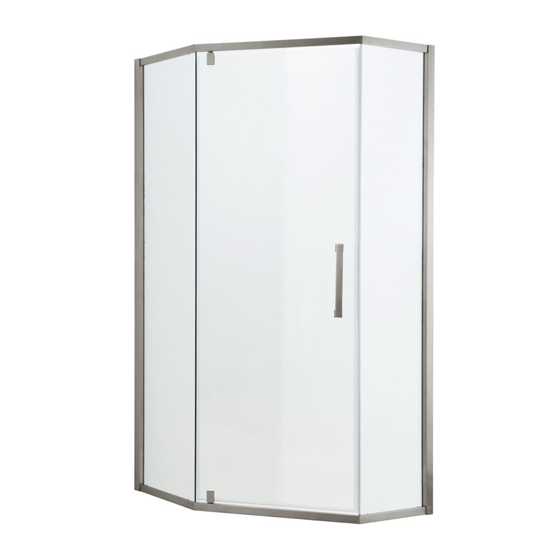 Porte de douche 34-1 / 8 "X 72" Cabine de douche semi-sans cadre à charnière, 5/16 po (8 mm), Nickel brossé
