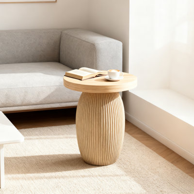Light Wood Round Side Table