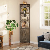 Alceste Corner Storage Bookcase, 70.9" H x 18.9" W Shelves with Doors