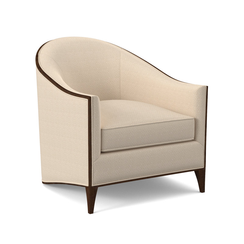 Atelier Barrel Chair, American Walnut, Filigree Ivory 100% Polyester