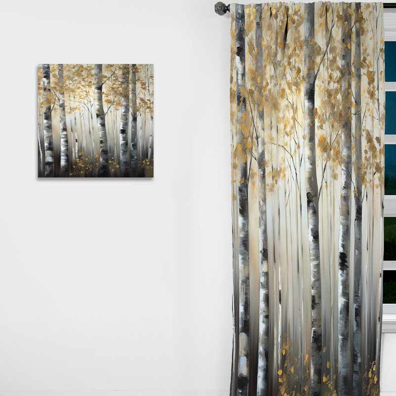 Birch Tree Forest Wonderland V - Rideau moderne - Velours obscurcissant - 1 panneau, L 52 po x L 84 po